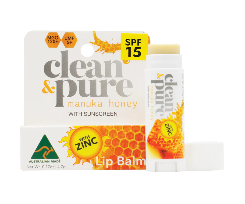 Organic Manuka Honey & Zinc Lip Balm with SPF 15 Sun Protection - Moisturizing & Healing for Dry, Chapped Lips - Perfect for Outdoor Activities, Hiking, and Daily Sun Care