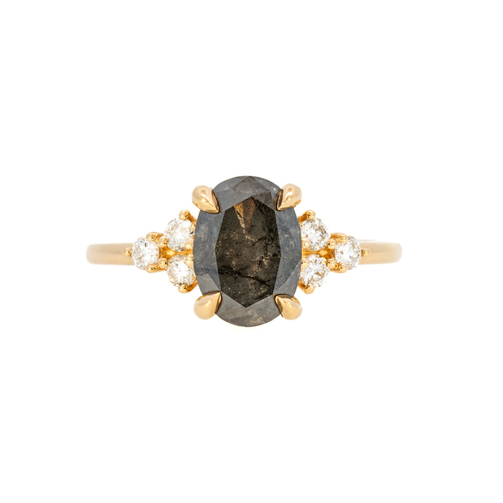 Cleo Salt and Pepper Oval Ring - Elegant Sterling Silver Stackable Ring for Women | Perfect for Everyday Wear, Gift Giving & Special Occasions