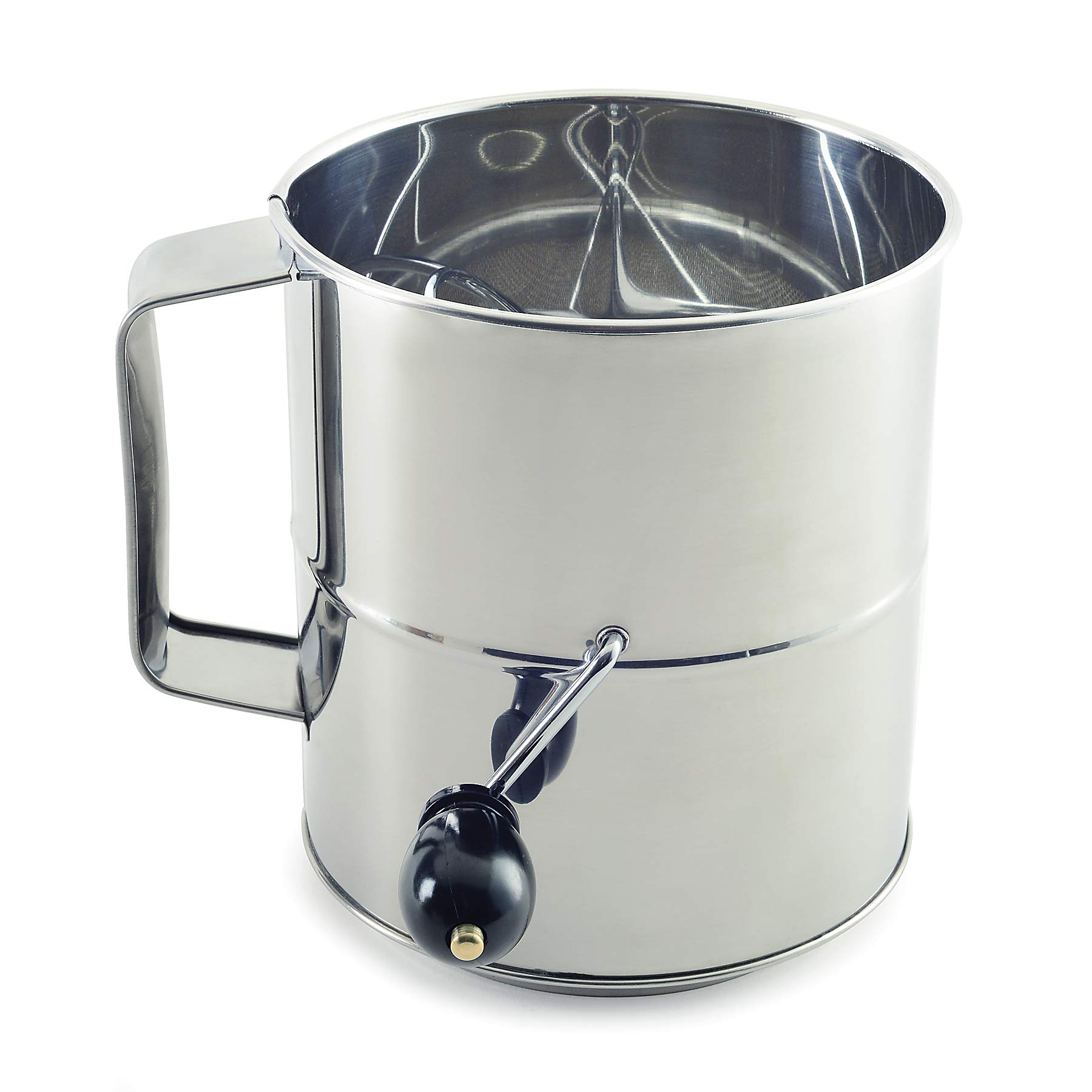 Norpro Stainless Steel Hand Crank Flour Sifter - Fine Mesh Baking Sieve for Cake, Cookie & Bread Making - Perfect Kitchen Tool for Bakers & Home Chefs