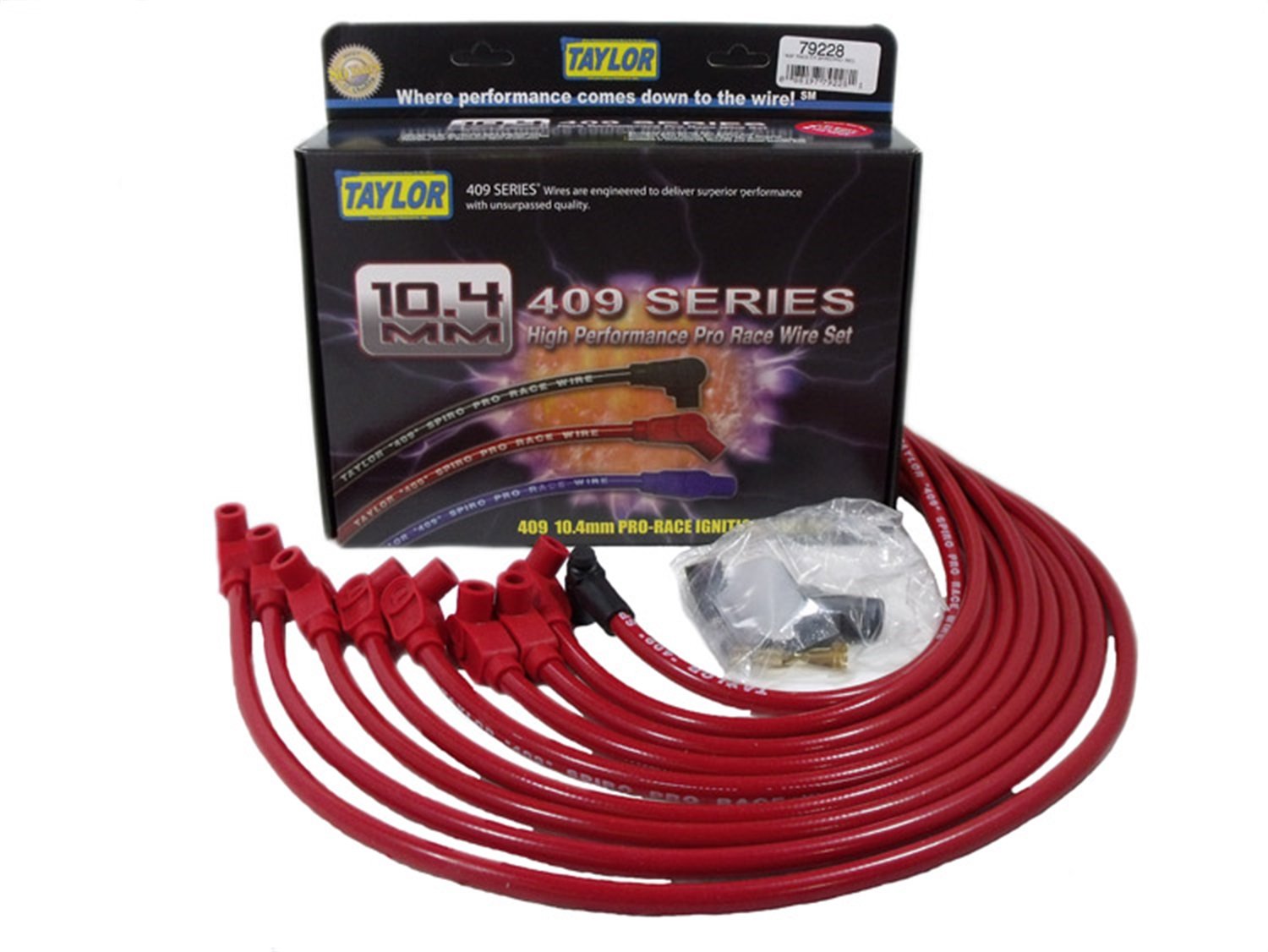 Taylor Cable 79228 409 Pro-Race Spiro-Wound Core Spark Plug Wire Set - High Performance Ignition Wires for Racing, Hot Rods & Classic Cars - Perfect for Track Days, Drag Racing & Engine Upgrades