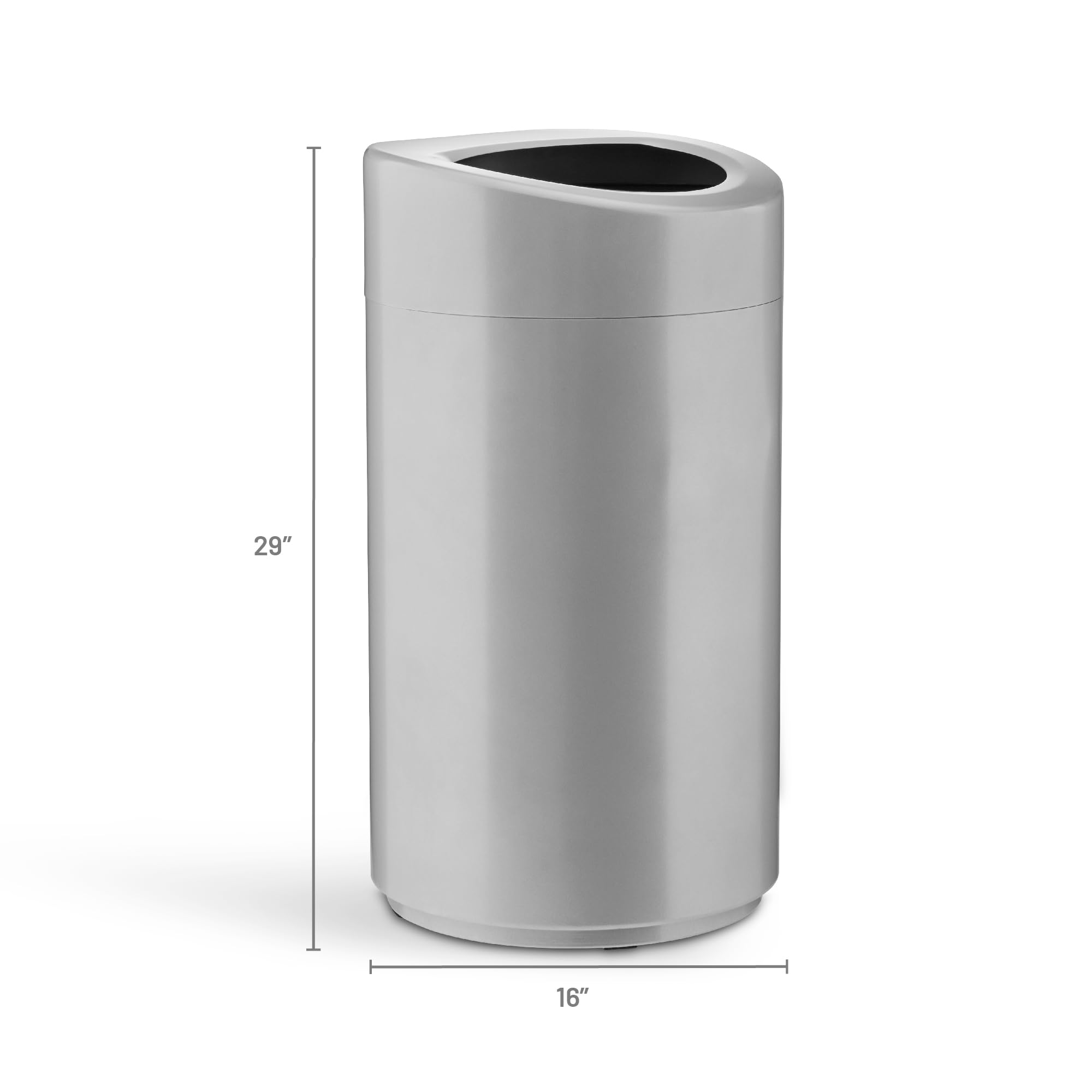 Safco 14 Gallon Open Top Stainless Steel Trash Can - Modern Silver Garbage Bin for Kitchen, Office & Home Use - Durable Indoor Waste Basket with Sleek Design