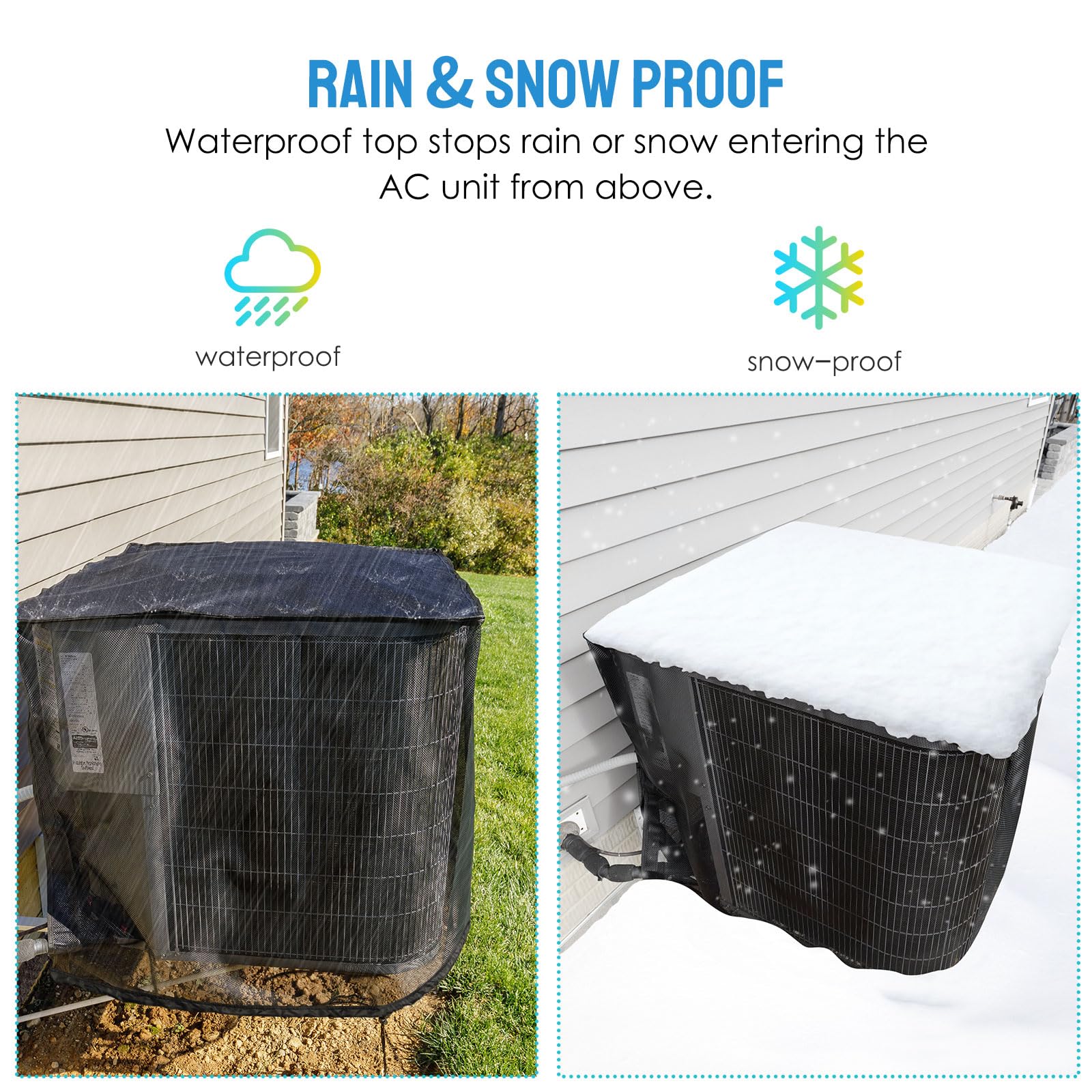 Breathable All-Season Air Conditioner Cover with Detachable Waterproof Top - 28 x 28 x 32 Inch Full Mesh AC Unit Protector for Leaves, Weeds, Cottonwood & Debris - Perfect for Outdoor Central AC Protection in Winter & Summer