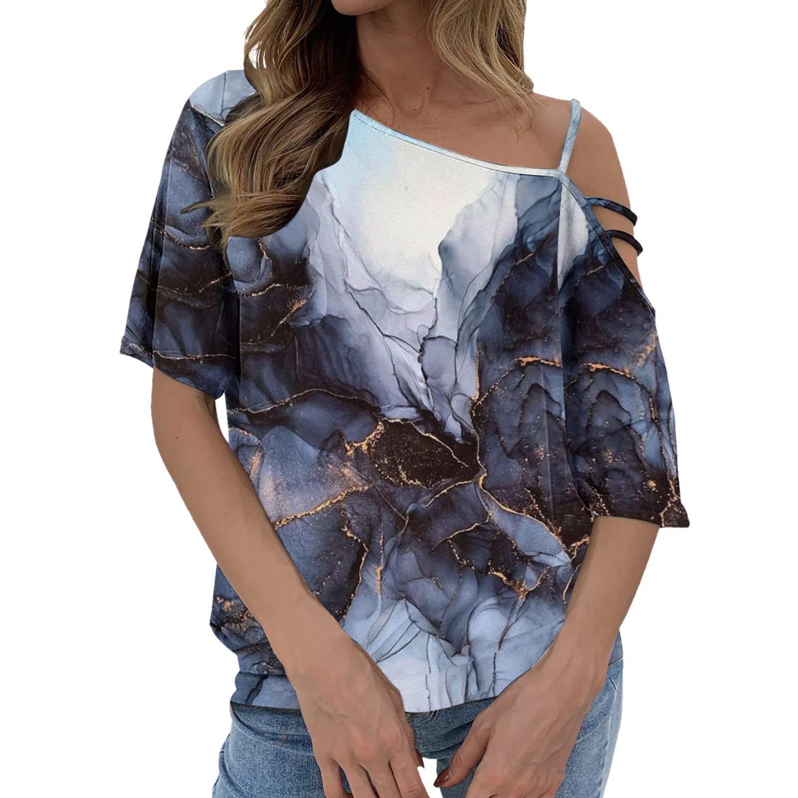 Women's One Shoulder Casual Tops - Short Sleeve Strappy Tunic Blouse for Summer, Workout & Everyday Wear | Gym, Beach, Office & Date Night Outfits