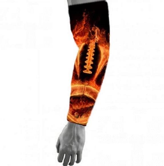 Sports Compression Arm Sleeve for Football & Basketball - Breathable Performance Sleeves with Flame Design - Ideal for Training, Recovery & UV Protection