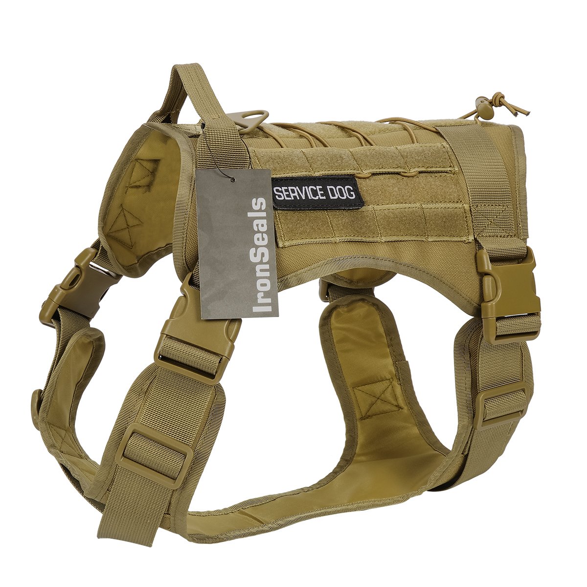 IronSeals Tactical Service Dog Vest - Patrol Training Harness with MOLLE System & Handles for Police K9, Military & Working Dogs - Perfect for Outdoor, Security & Search Missions
