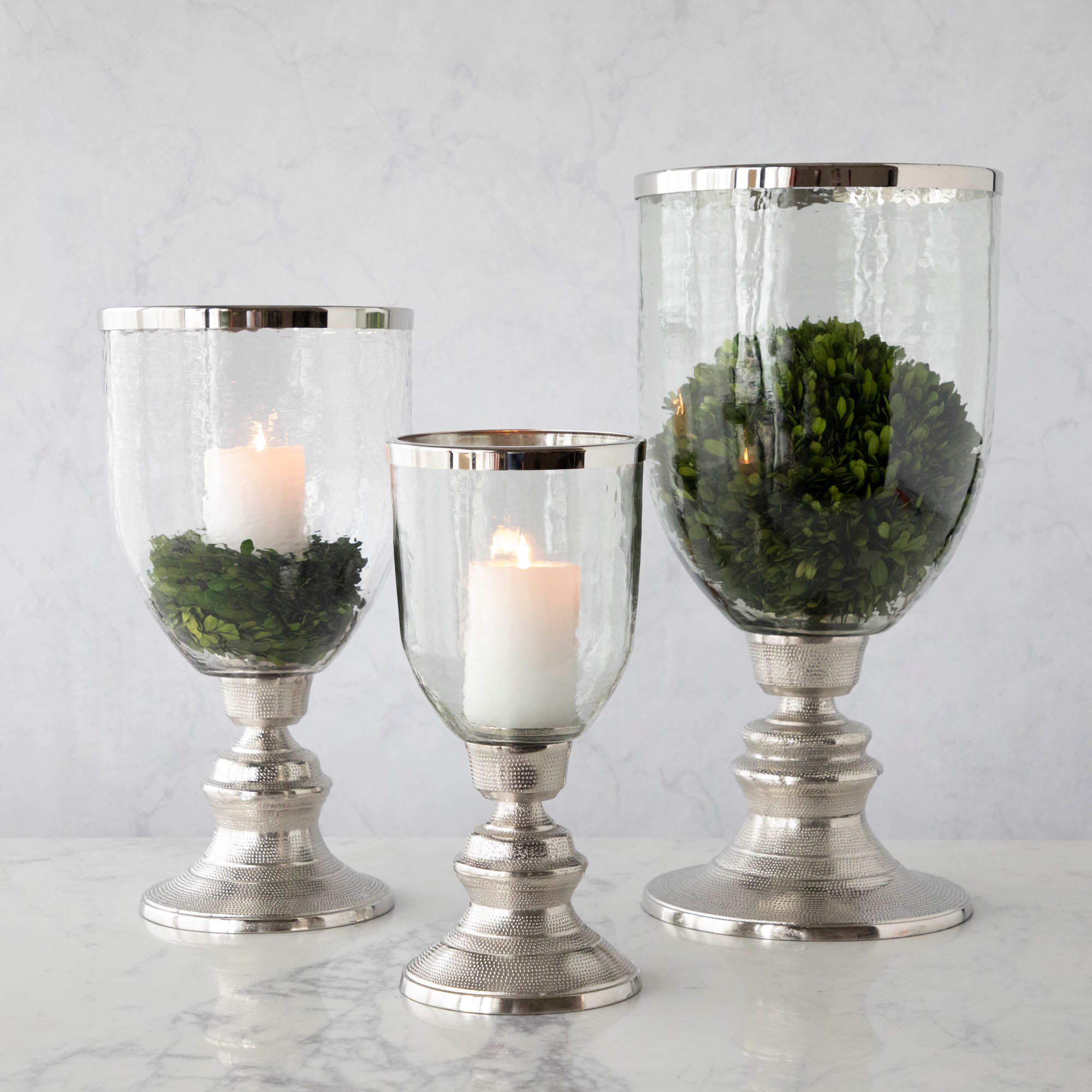 Elegant Glass Hurricane Candle Holders for Weddings, Dining Tables, and Home Decor - Centerpiece Candle Vases with Sturdy Base for Long-Lasting Flameless LED Candles