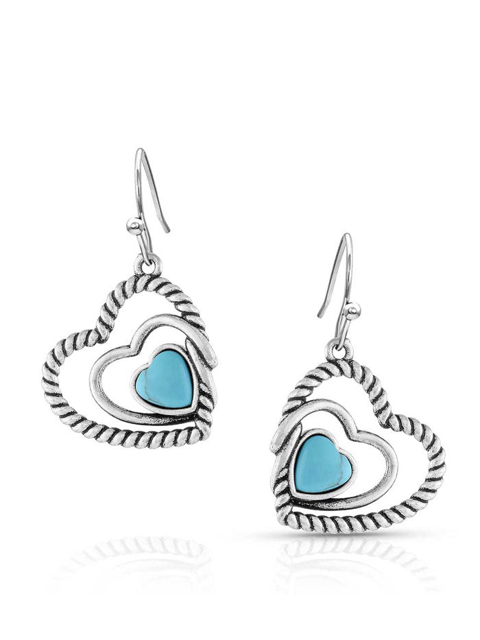 Montana Silversmiths ER5179 Women's Turquoise Heart Earrings in Sterling Silver - Perfect for Gifts, Weddings & Everyday Wear