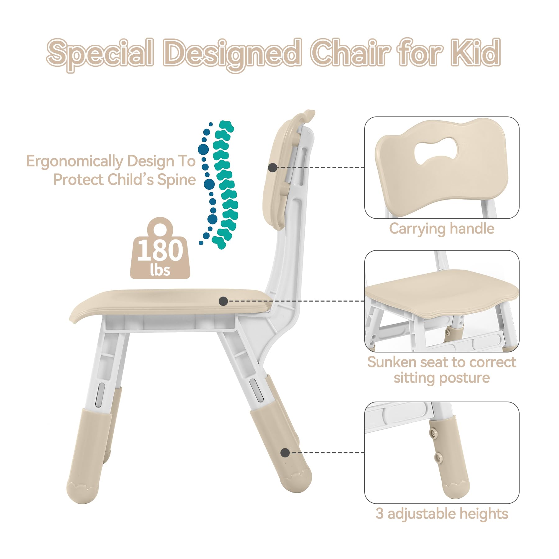 Adjustable Kids Table and 2 Chairs Set - 31.5