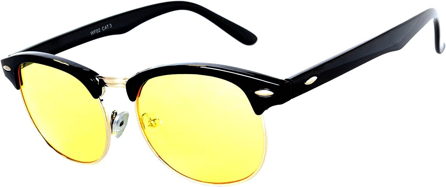 Vintage Retro Semi-Rimless Sunglasses for Men & Women - UV400 Protection Smoke Lens Metal Plastic Frame | Perfect for Driving, Beach, Outdoor Activities & Fashion Accessories