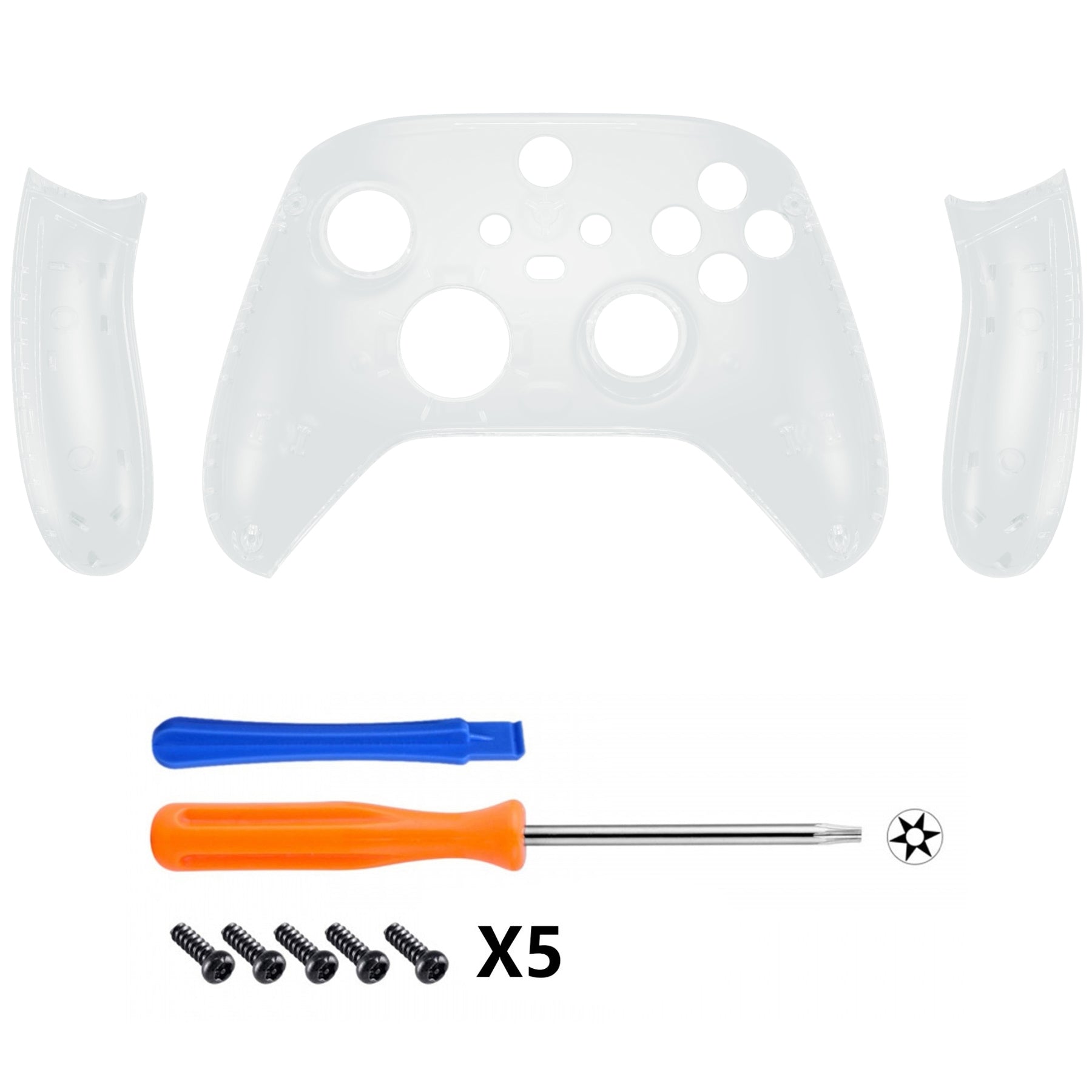 eXtremeRate Clear Transparent Replacement Front Housing Shell with Side Rails Panels for Xbox Series X & S Controller - DIY Gaming Accessory for Custom Mods & Enhanced Grip