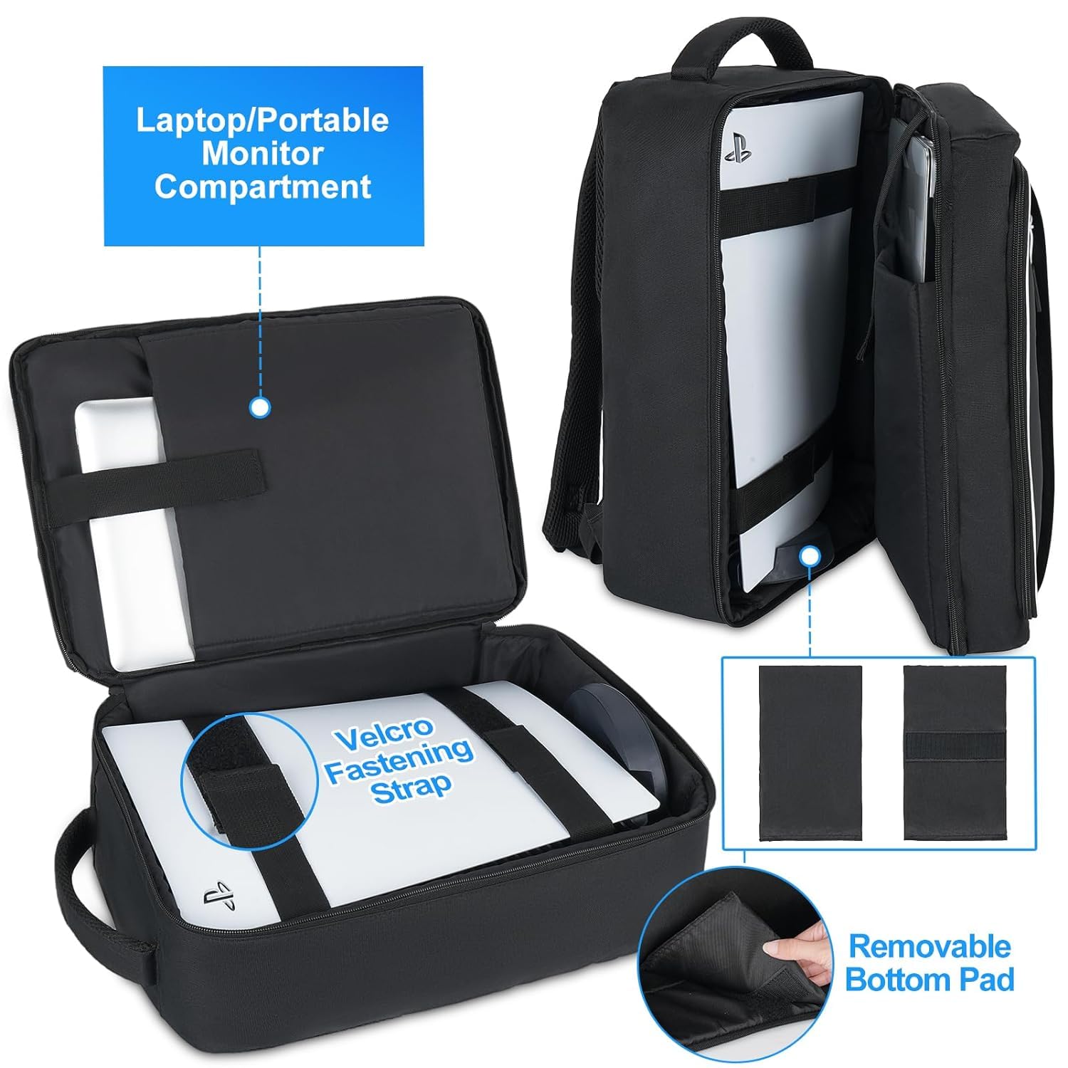 PS5 Travel Backpack - Waterproof & Shockproof Carrying Case for PlayStation 5 Console, Controllers, 15.6