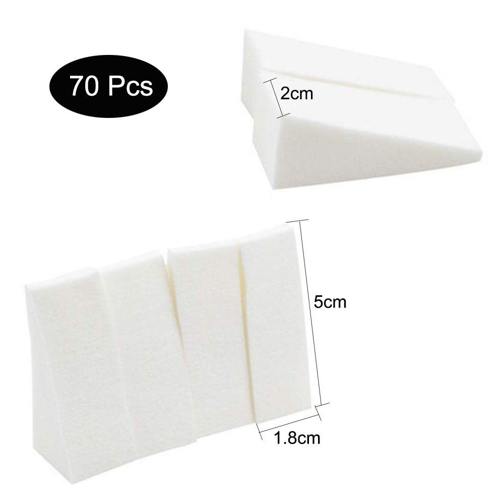 70 Pcs Makeup Wedges Nail Art Sponges - Triangle Cosmetic Blending Sponges for Foundation, Concealer & Beauty Application - Perfect for Professional Makeup, Nail Art & DIY Beauty Projects