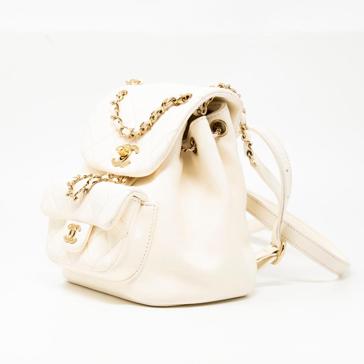 Chanel White Lambskin Duma Backpack - Luxury Designer Backpack for Women, Perfect for Travel, Work & Everyday Use