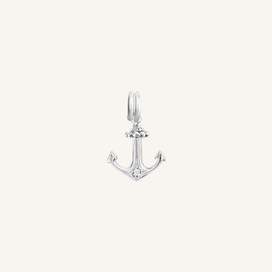 Anchor White Stone Charm Pendant - Elegant Nautical Jewelry for Necklaces & Bracelets - Perfect for Beach Weddings, Gifts & Everyday Wear