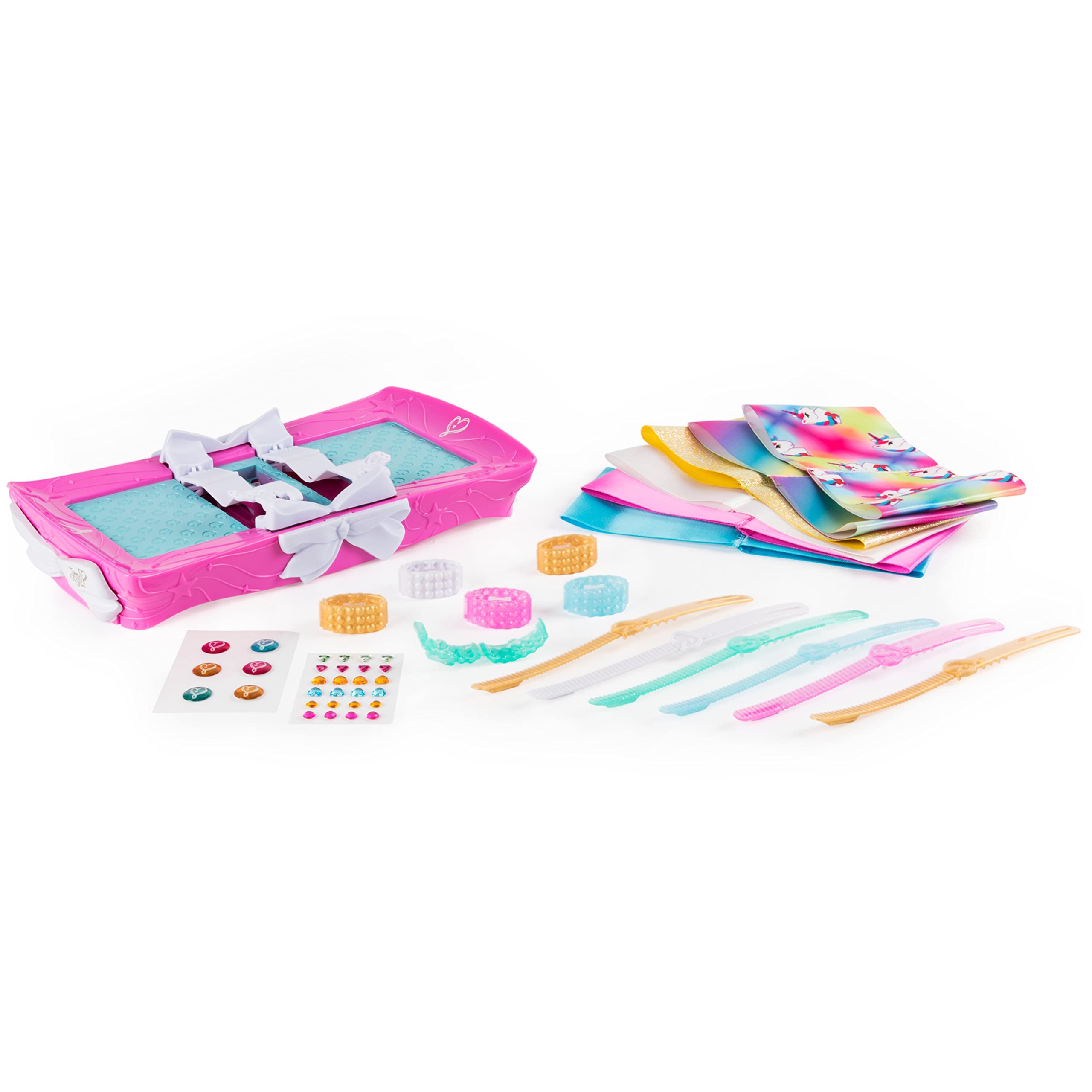 JoJo Siwa Bow Maker Kit for Kids - DIY Rainbow & Unicorn Hair Accessories Craft Set - Best Creative Gift for Girls Age 6+ - Perfect for Birthday Parties, Dress Up Play & DIY Fashion Projects