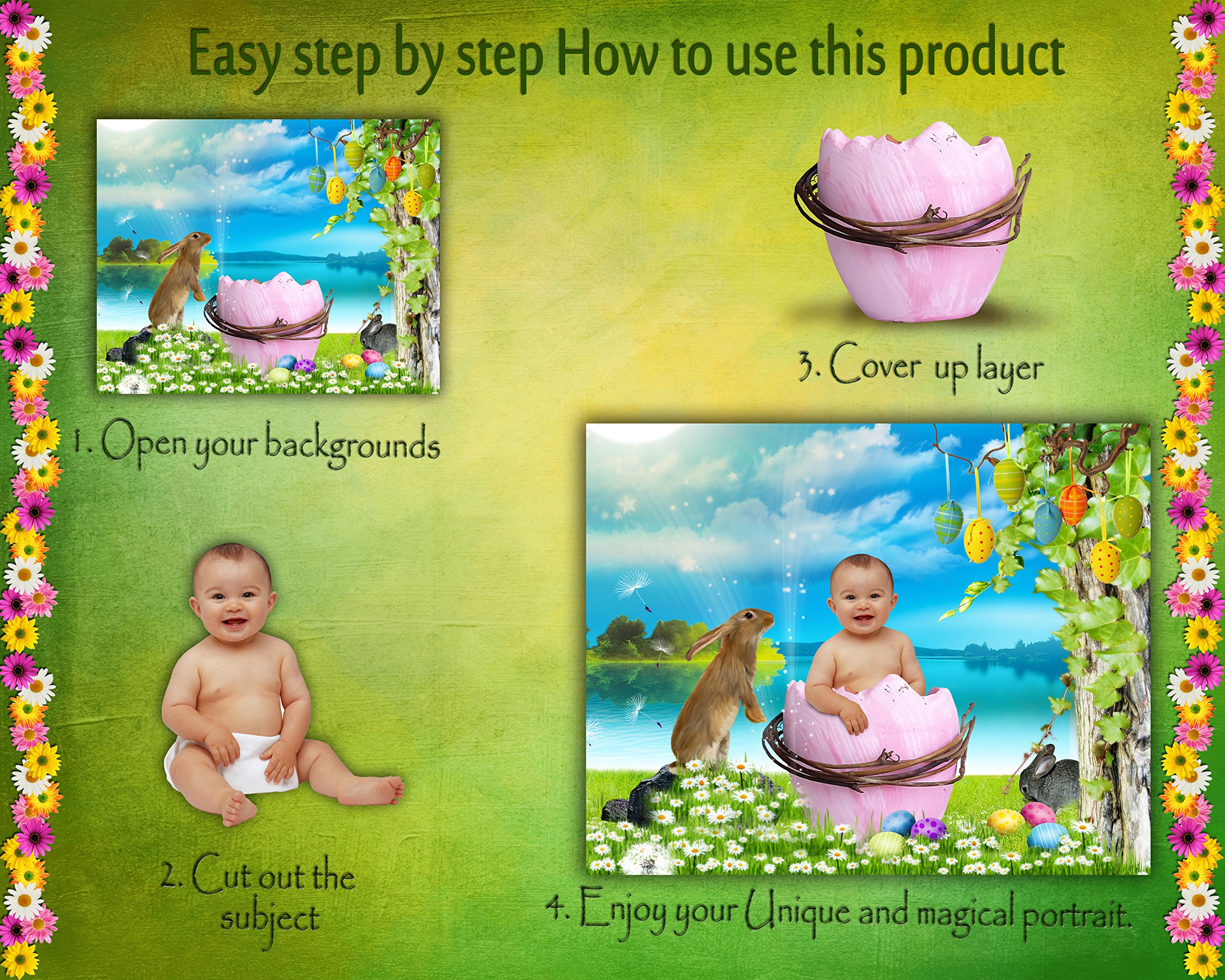 Easter Digital Backgrounds & Backdrops for Kids - Holiday Photography Props | Perfect for Easter Photo Shoots, Family Portraits, and Social Media Posts