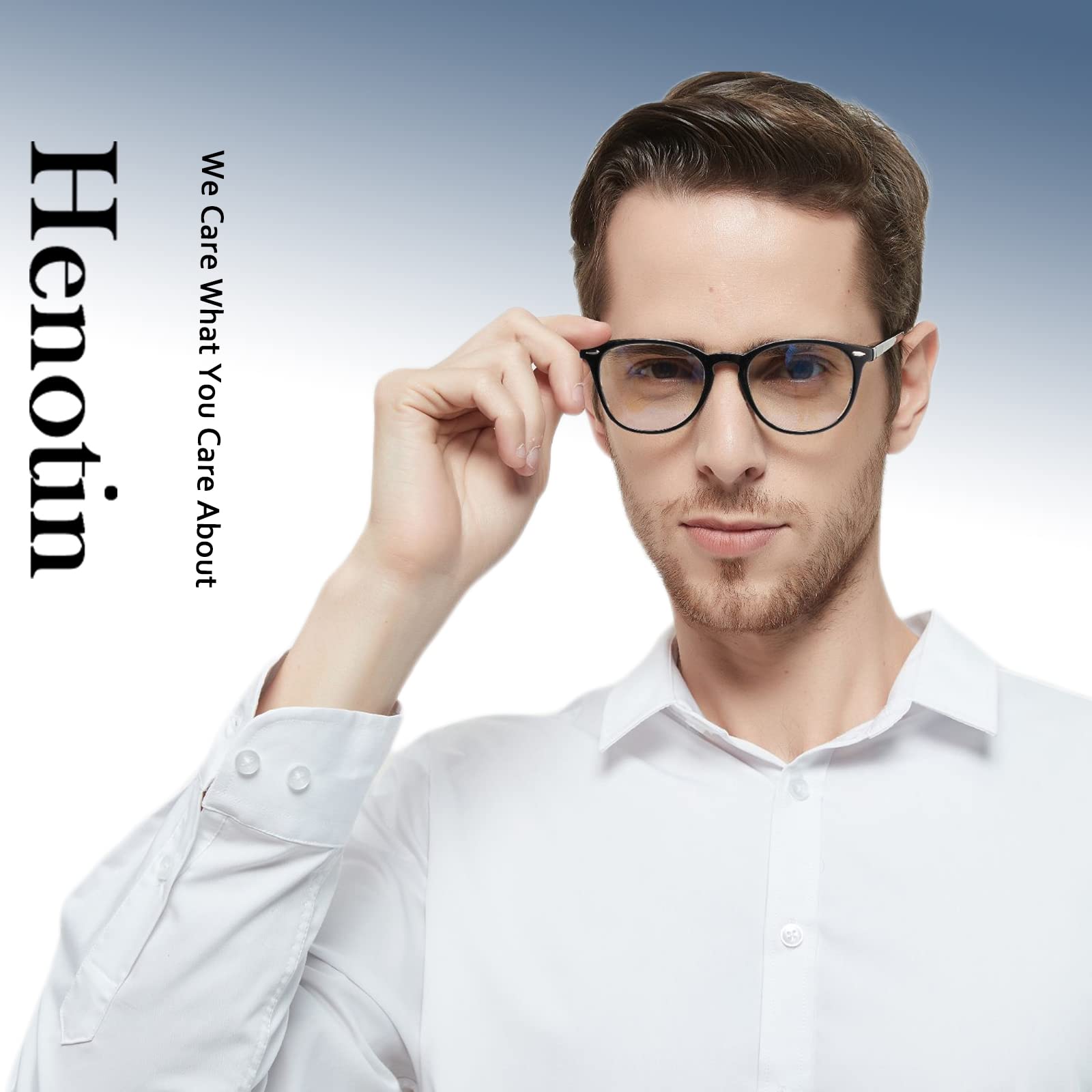 Henotin 6 Pack Blue Light Blocking Reading Glasses for Women & Men - Stylish Computer Readers with Leather Case - Perfect for Office Work, Screen Time & Reading