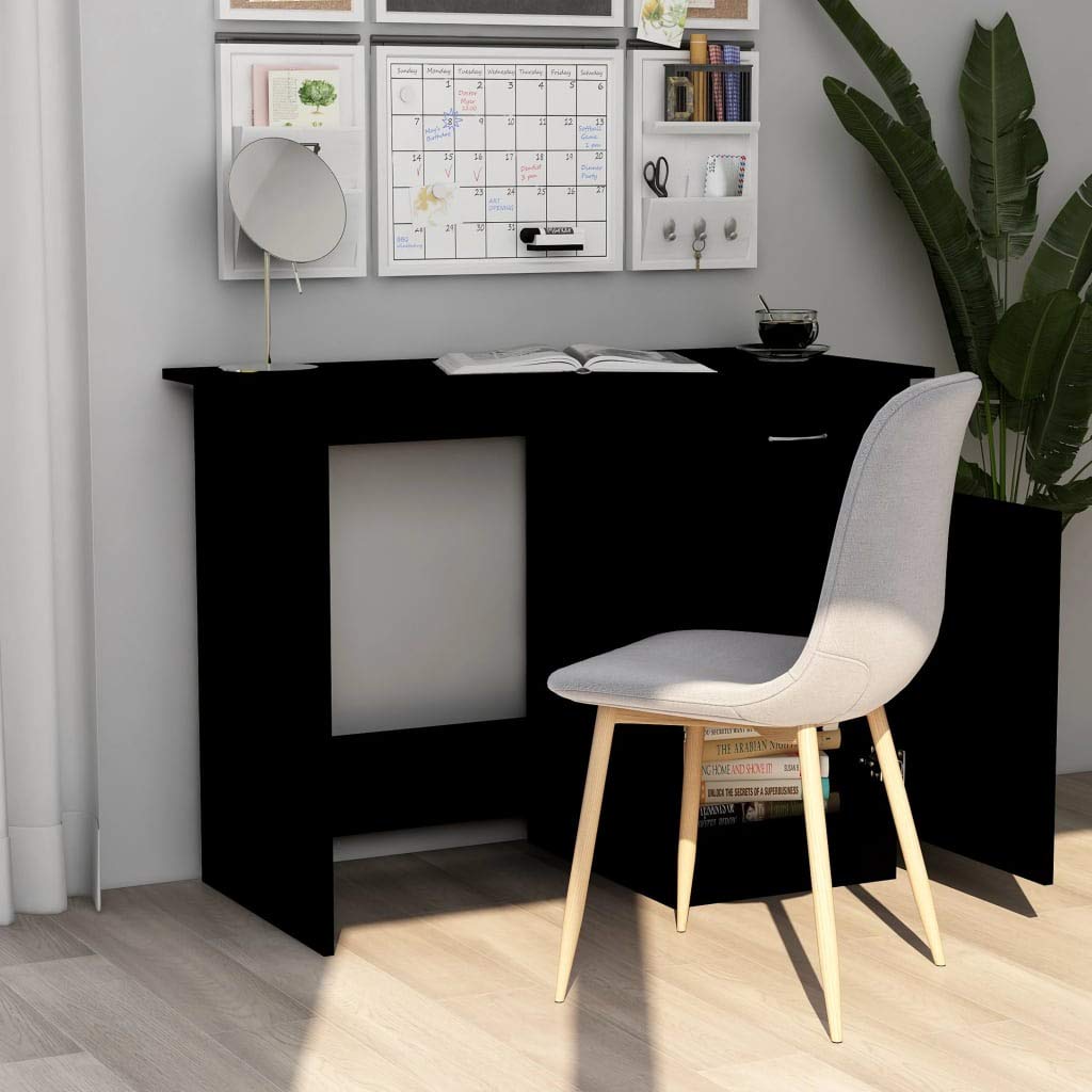 FAMIROSA Black Office Desk 39.4x19.7x29.9 Inches - Sturdy Chipboard Computer Desk for Home & Office Workspace, Study, Gaming, and Remote Work