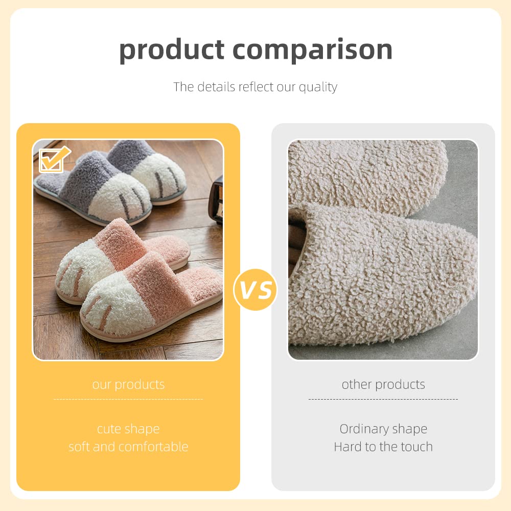 **HANDKEI Women's Cat Paw Plush Slippers - Soft & Warm Winter Indoor House Shoes for Cozy Home Comfort - Perfect for Lounging, Relaxing, and Gift Giving**