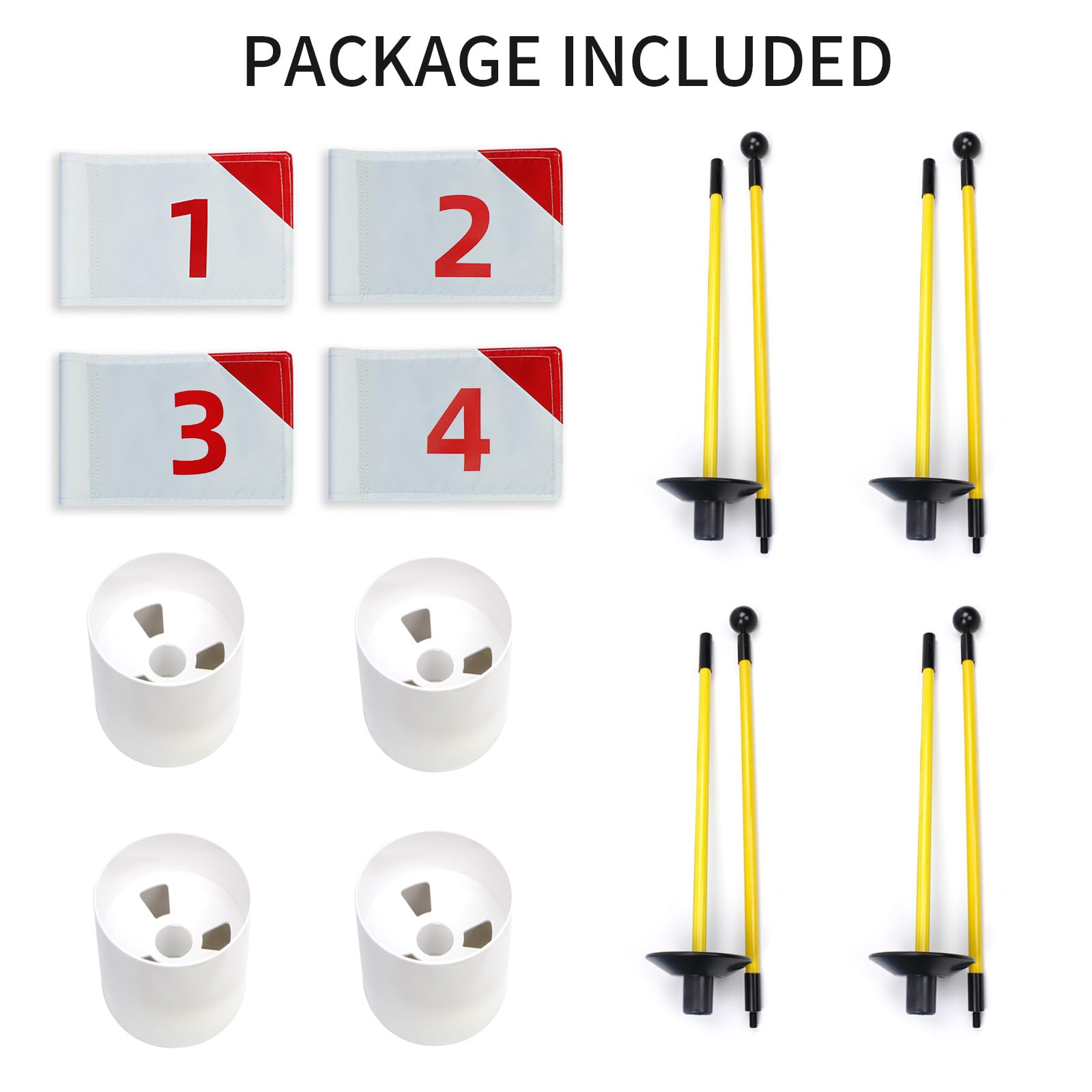 KOFULL Portable 2-Section Fiberglass Golf Putting Green Flag & Hole Cup Set - Professional Yard Practice Equipment with Flagstick - Perfect Golf Training Aid & Gift for Golf Enthusiasts - Ideal for Backyard, Indoor, and Outdoor Practice Sessions