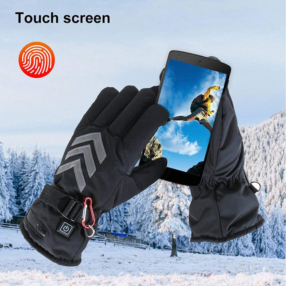 Electric Heated Gloves for Women & Men - Touchscreen Thermal Gloves with 3 Temperature Settings, 2600mAh Battery & Reflective Tape - Perfect for Skiing, Snowboarding, Hiking & Winter Outdoor Activities