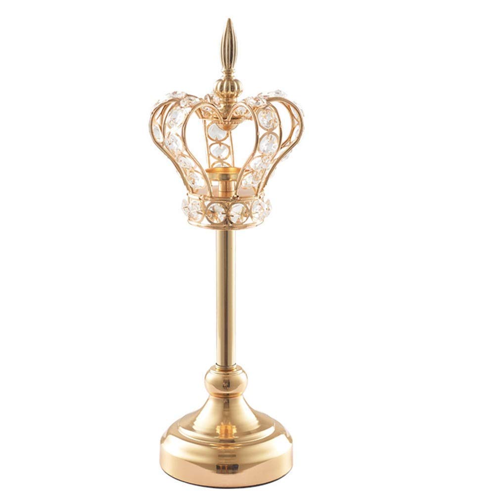 Golden Crown Candle Holders for Table - Elegant High Stand Tealight Holders for Wedding, Home Decor - Compatible with Flame LED & Tea Light Candles (Large & Small Sizes) - Perfect for Centerpieces, Romantic Dinners, and Party Decorations
