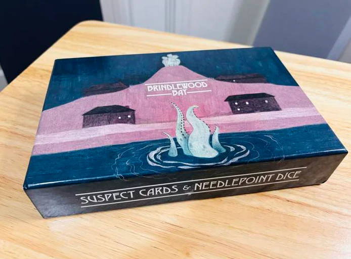 Brindlewood Bay Suspect Cards and Needlepoint Dice Set - Mystery Solving Game Accessories for Tabletop RPG & Murder Mystery Parties