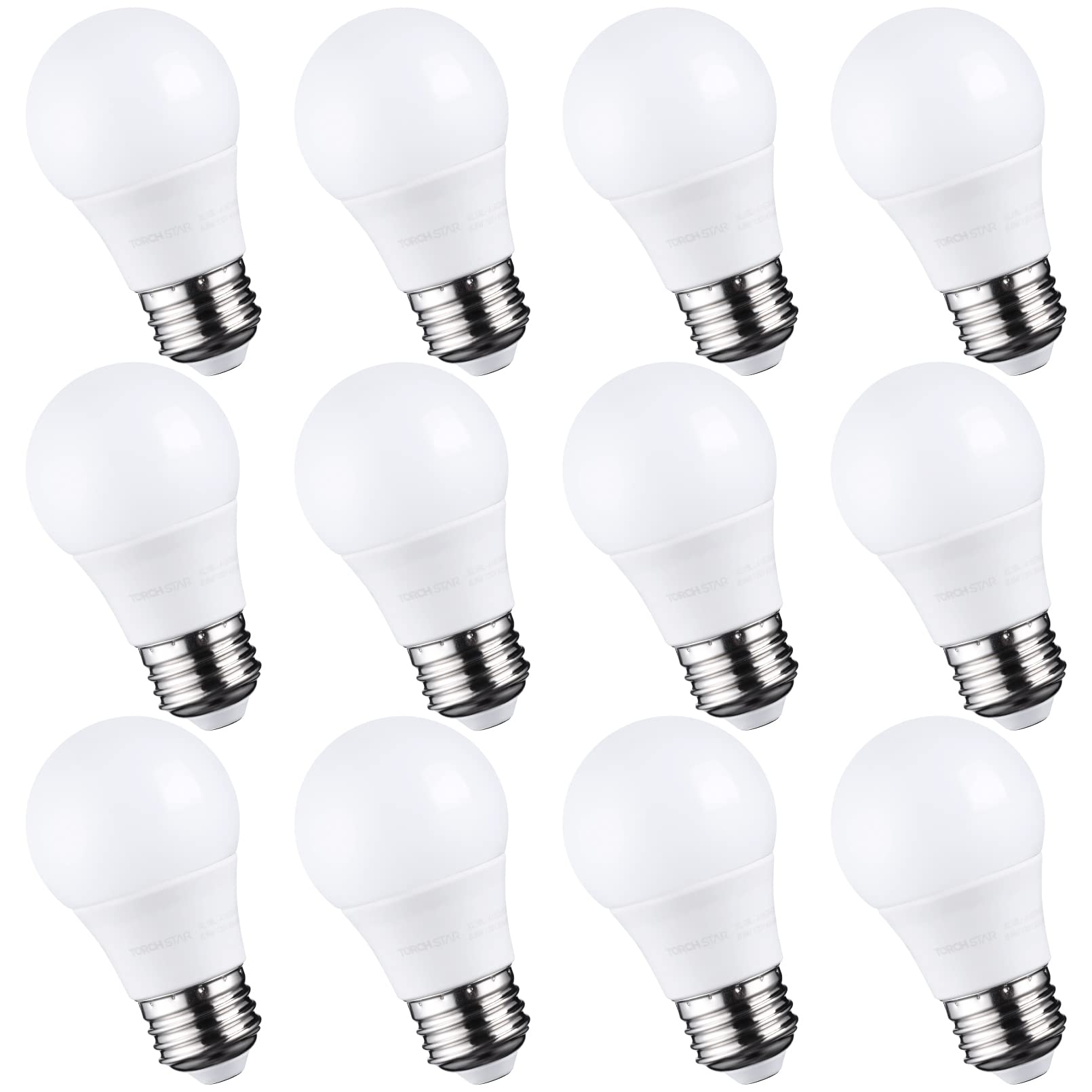 TORCHSTAR 12-Pack 5.5W A15 LED Light Bulbs - 40W Equivalent, 5000K Daylight White, E26 Medium Base, G45 Shape - Energy Saving Bulbs for Ceiling Fans, Desk Lamps, Vanity Mirrors, Bedroom Lighting & Home Office