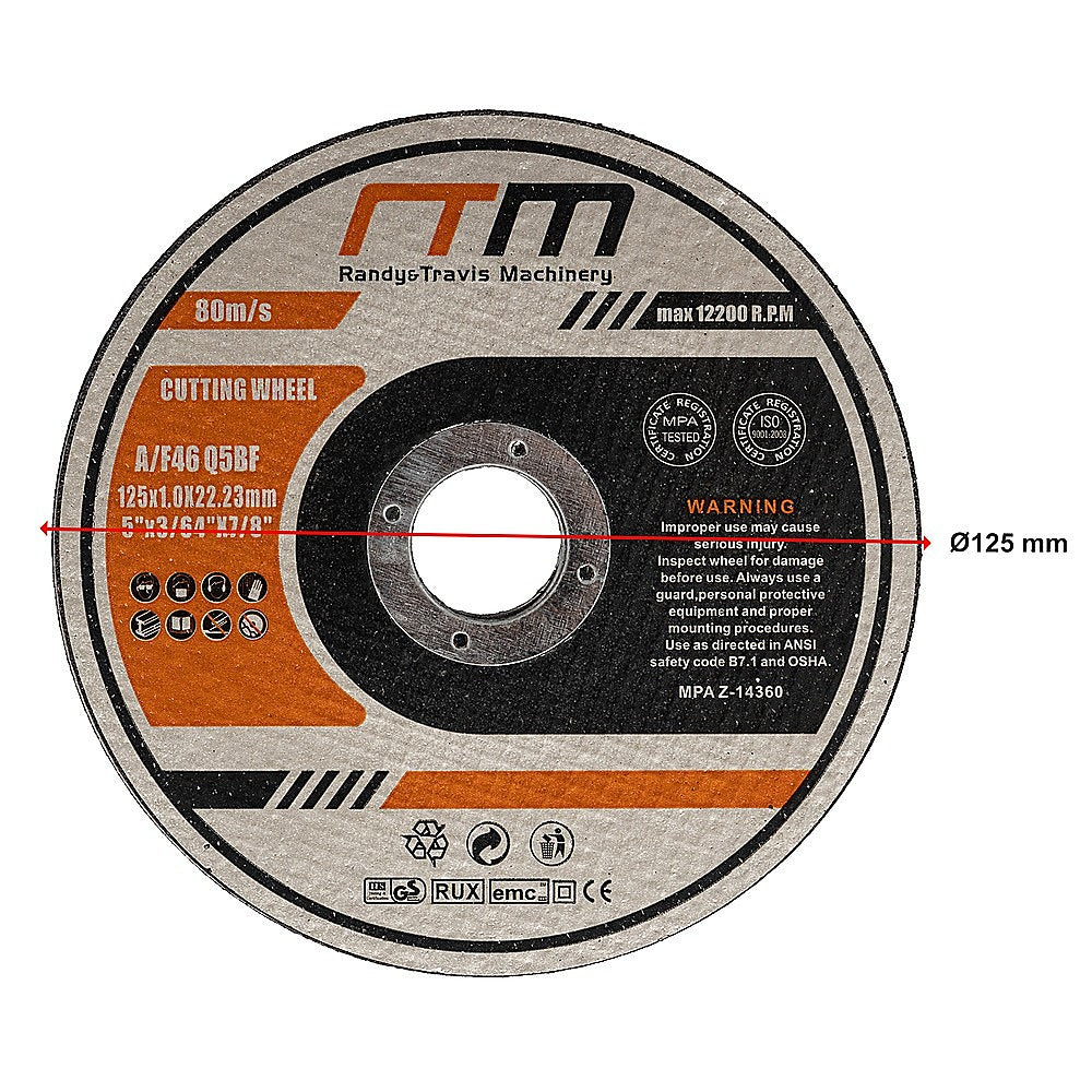 100-Pack 125mm (5 Inch) Metal Cutting Discs for Angle Grinder - Thin & Durable Cut Off Wheels - Perfect for Metalworking, DIY Projects & Construction