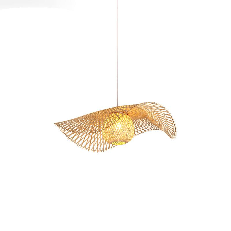 Modern Bamboo Frame Pendant Light - Handwoven Natural Rattan Hanging Lamp for Dining Room, Kitchen Island & Bedroom Decor - Eco-Friendly Ceiling Lighting Fixture