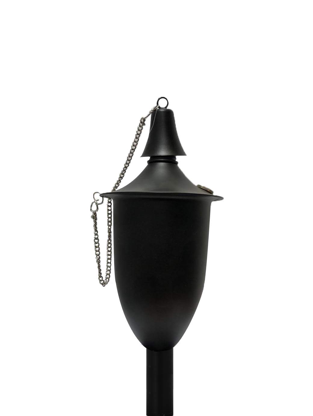Elegant Set of 4 Tiki Style Outdoor Torches - 53 Inch Tall with Snuffer, Fiberglass Wick & 20oz Oil Lamp for Patio, Garden, Backyard, Luau Party - Perfect for Summer Nights, Tropical Decor, and Outdoor Entertaining (Small Smooth Black)