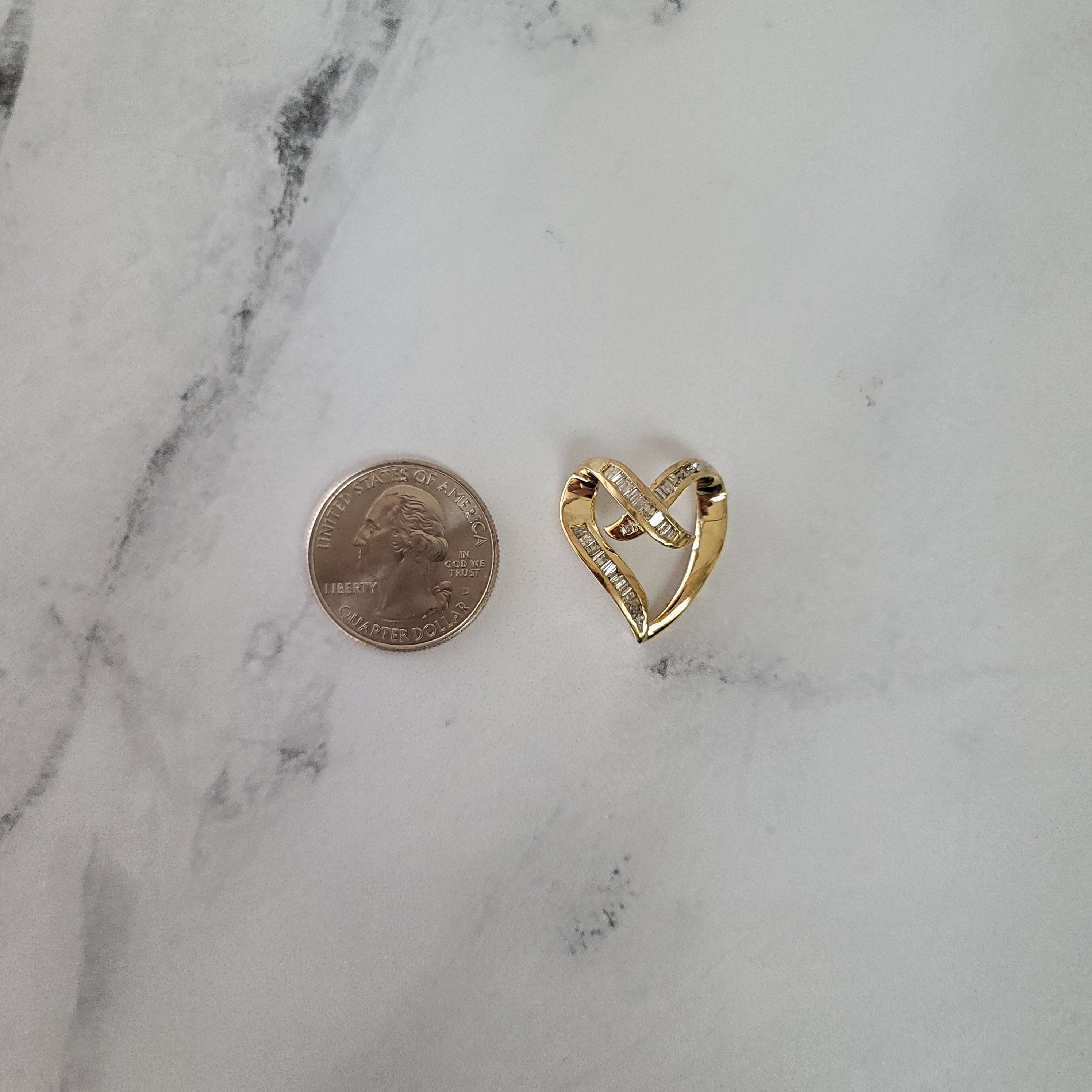 1 Carat Baguette Diamond Floating Heart Necklace - 14K Gold Dainty Pendant for Women - Perfect Gift for Anniversary, Valentine's Day & Special Occasions
