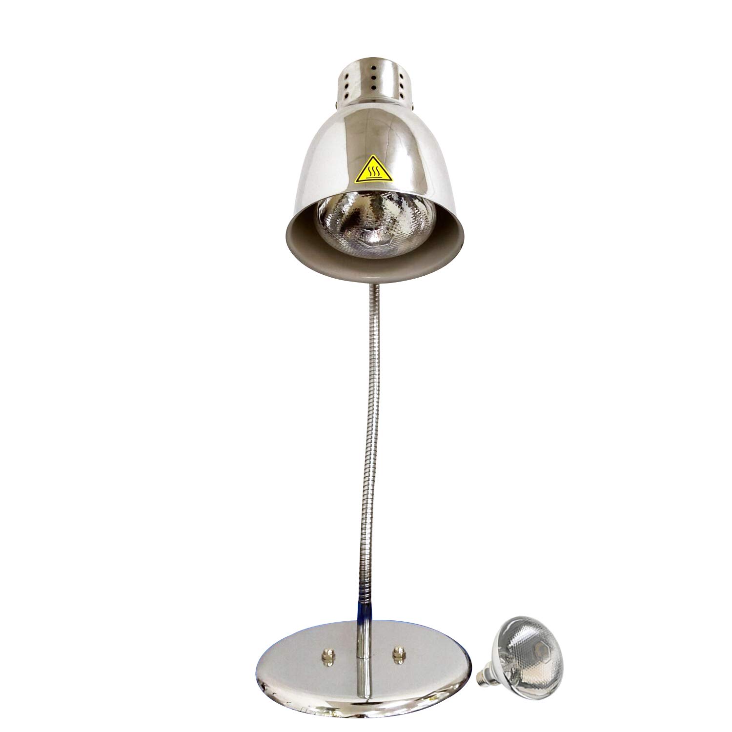 Commercial Food Heat Lamp with Bulb - 300W Stainless Steel Warming Light for Buffet, Catering, Restaurants & Parties - Keeps Fried Chicken, Pizza & BBQ Hot (Silver, Single Head) - Perfect for Food Displays, Events & Outdoor Dining
