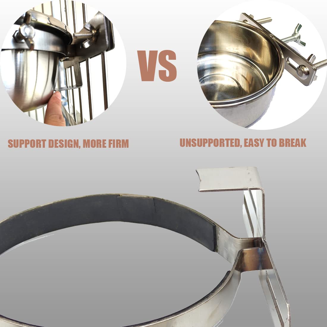 Stainless Steel Dog Hanging Bowl - Durable Removable Non-Slip Pet Food & Water Feeder for Cages (Large 22cm) - Perfect for Travel, Kennels & Outdoor Use