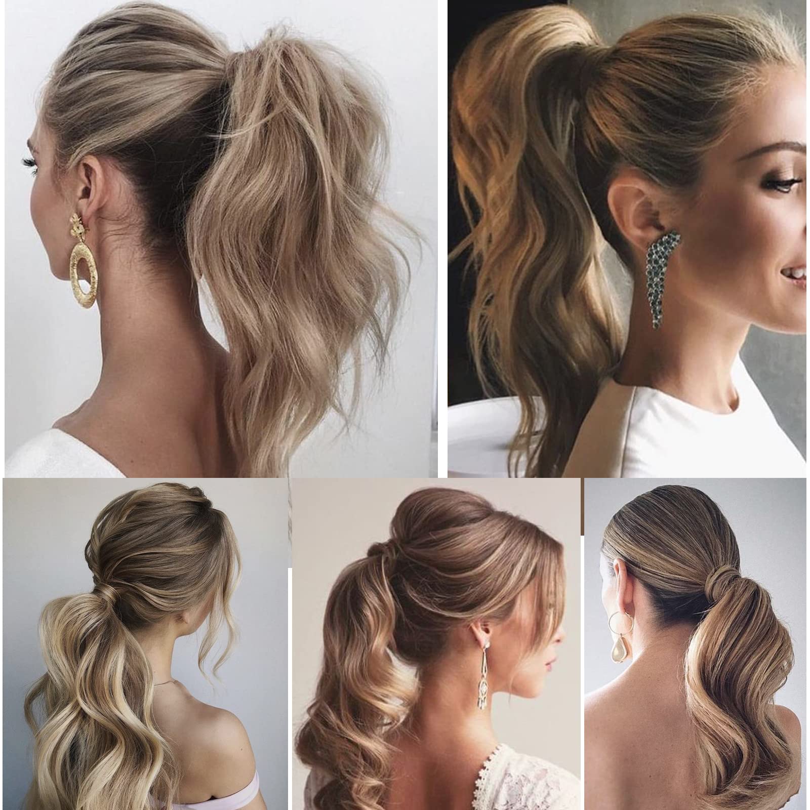 Ugrace 18 Inch Blonde Ponytail Hair Extension - Clip-In Human Hair Ponytail for Women, Remy Straight Wrap Around Long Ponytail (Highlight P10/613) | Perfect for Parties, Weddings & Daily Styling