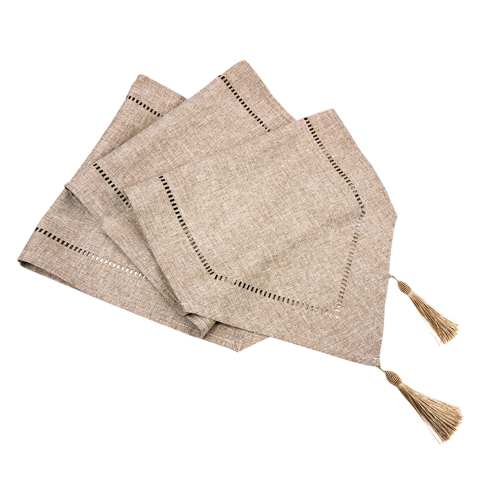 Beige Table Runner 13x72 Inches - Washable Cotton Linen Tablecloth with Tassels for Dining Table, Coffee Table, Dresser - Perfect for Home Decor, Parties, Holidays & Special Occasions