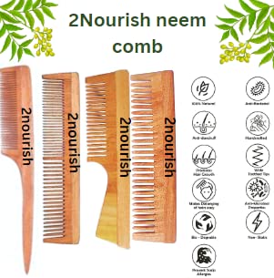 Organic Neem Wood Comb for Men & Women - Anti-Static & Scalp Massage Hair Comb - Perfect for Detangling, Styling & Healthy Hair Care at Home or Travel