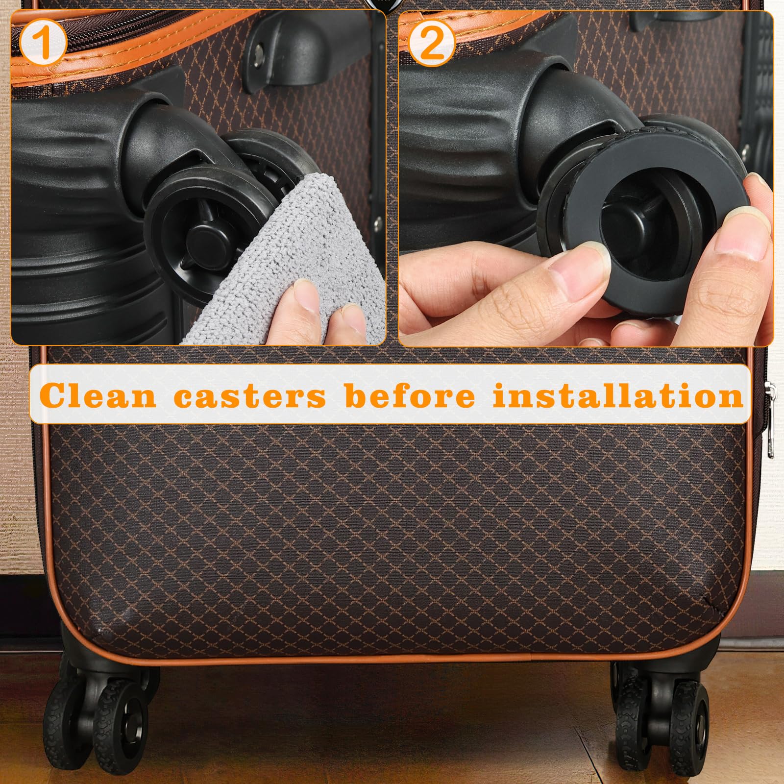 8 Pcs Silicone Luggage Wheel Covers - Durable Suitcase Wheel Protectors for Replacement (Black) | Travel Accessories for Smooth Rolling & Damage Prevention