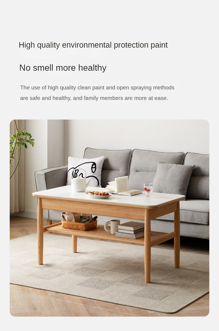 Solid Oak Wood Rocking Coffee Table - Rustic Living Room Furniture for Home Decor, Perfect for Living Room, Lounge, or Patio