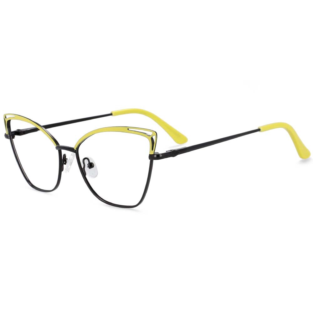 CCspace Women's Full Rim Cat Eye Alloy Frame Eyeglasses 54264 - Stylish Retro Glasses for Women, Lightweight Metal Frame, UV Protection - Perfect for Office, Reading & Fashion Accessories
