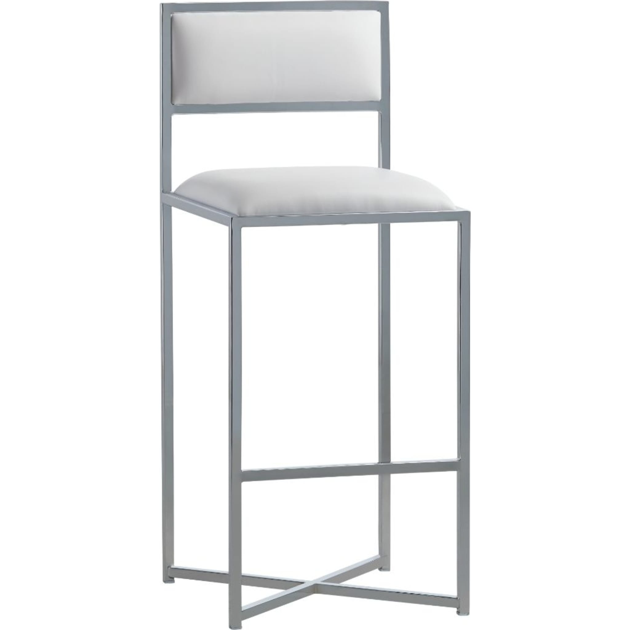 Amalfi X Base Bar Stool - White Leather Counter Height Stool for Kitchen Island, Breakfast Nook & Home Bar - Modern Dining Chair with Comfortable Seat