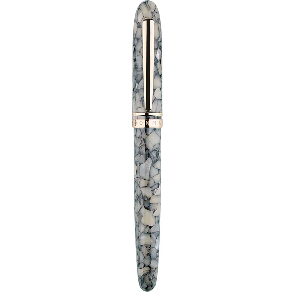 Premium Lanxivi M200 Fountain Pen - Gray Marble Design with SCHMIDT Iridium Fine Nib & Gold Clip | Vintage Style Writing Pen with Signature Case Set | Perfect for Calligraphy, Journaling & Business Signatures