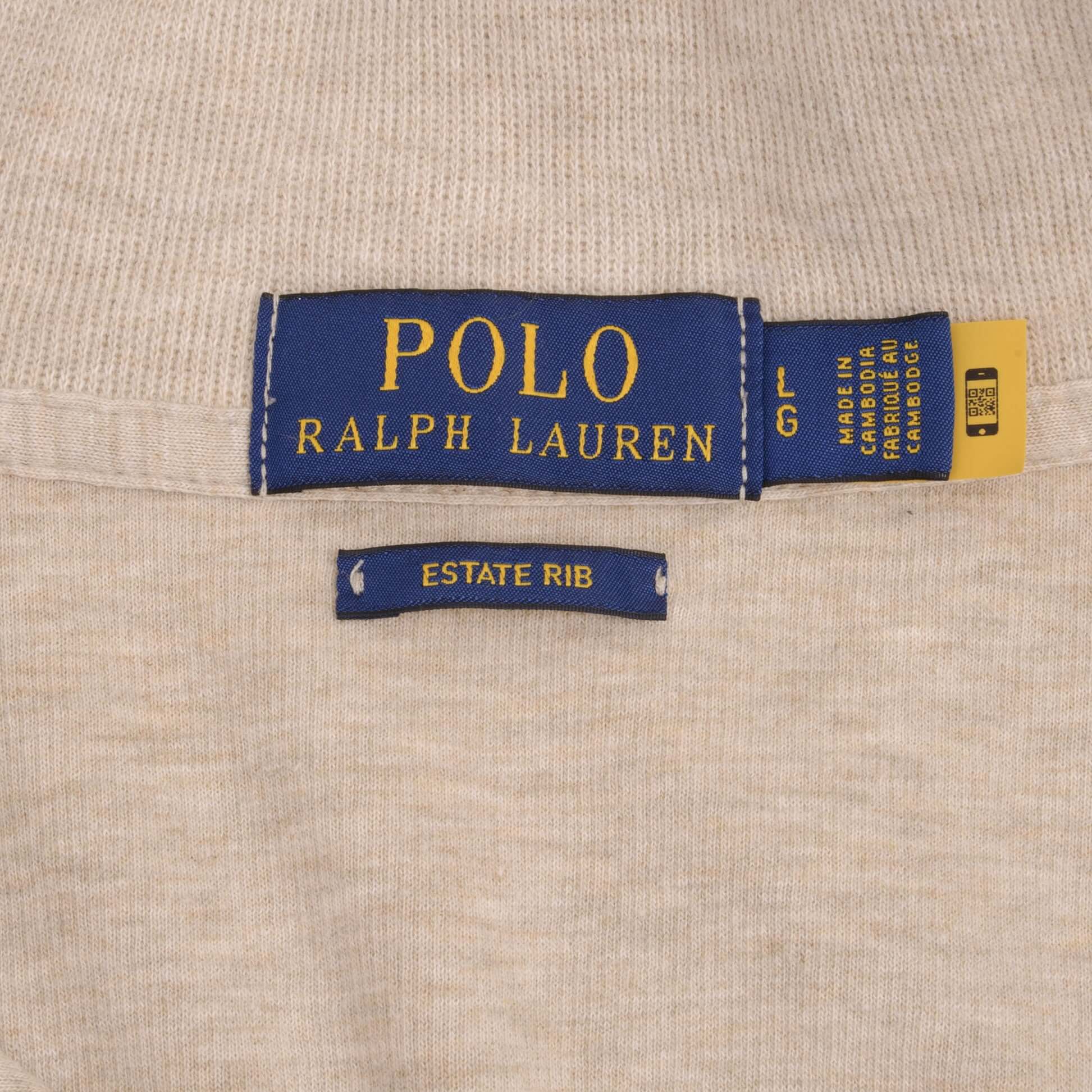 Ralph Lauren Men's Beige Quarter Zip Sweater - Size Large | Casual Pullover for Work, Travel & Outdoor Activities