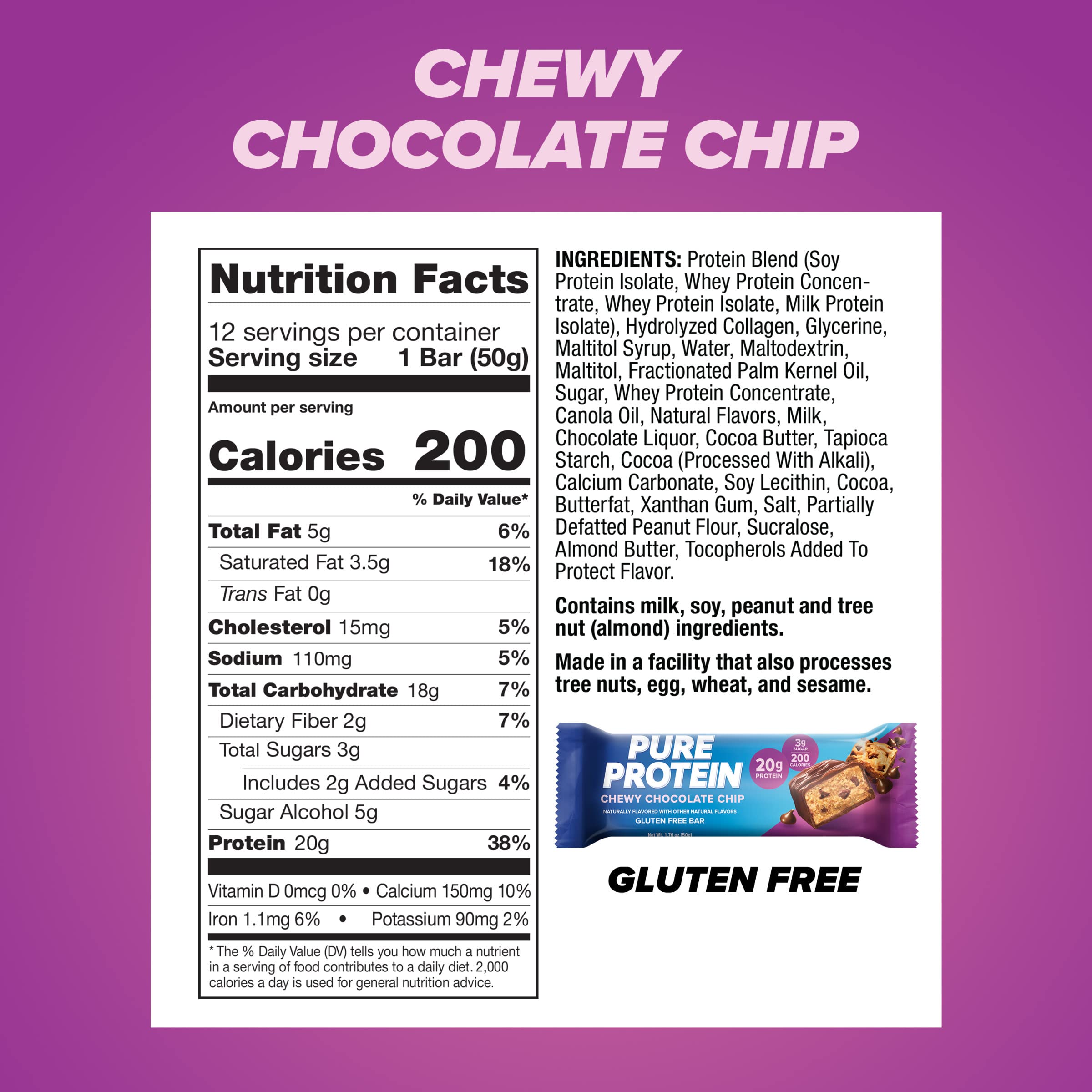 Body Fortress 100% Whey Protein Powder Chocolate 1.78lbs & Pure Protein Bars Chocolate Chip 1.76oz (12 Pack) - Post Workout Recovery & Muscle Building Supplements for Athletes & Fitness Enthusiasts