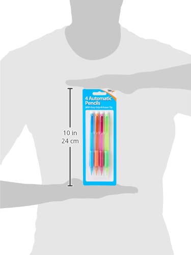 4-Pack Automatic Mechanical Pencils 0.5mm HB - Soft Foam Finger Grip & Eraser Tip for School, Office & Sketching | Smooth Writing & Comfortable Grip
