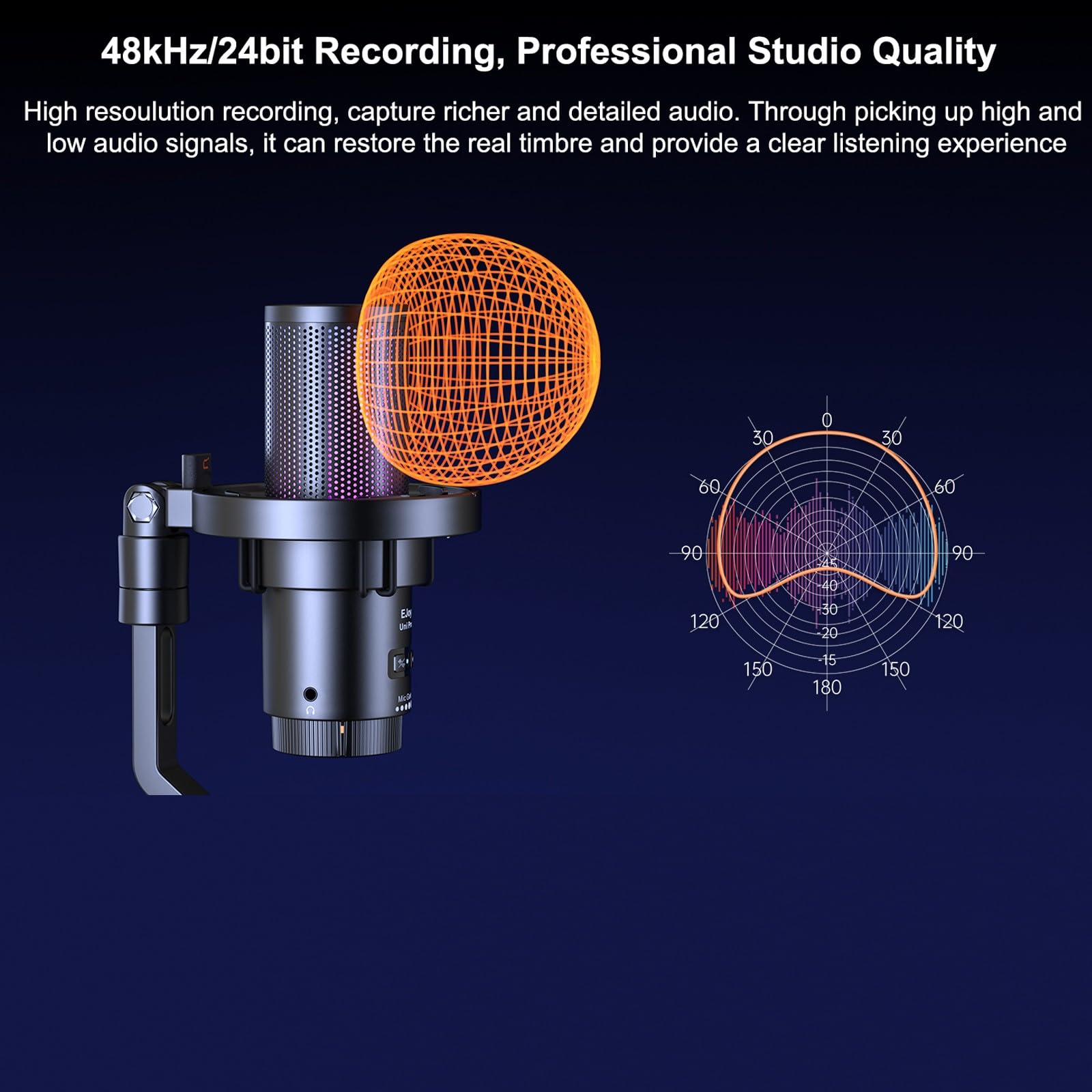 COMICA Uni Pro D Wireless USB Microphone - 48kHz/24bit Studio Quality Cardioid Condenser Mic for PC, Mac & Smartphone - Perfect for Podcasting, Live Streaming, Gaming, Music Recording & Voice Overs - Includes Desktop Stand (Black) - Ideal for Home Studios, Twitch Streamers & Content Creators