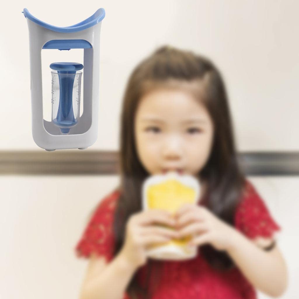 Organic Baby Food Squeeze Pouch Reusable Storage Containers for Puree - BPA Free, Leak Proof, Easy Fill & Clean - Perfect for Homemade Baby Food, Snacks & On-the-Go Feeding (Blue)