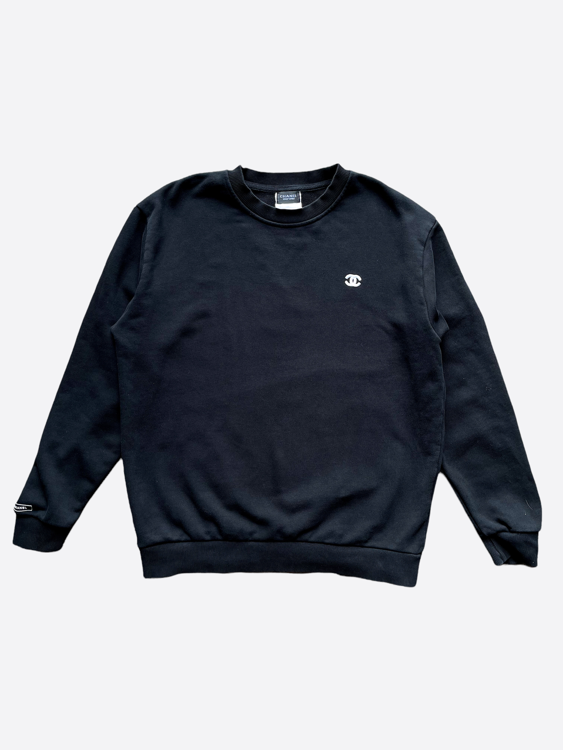 Chanel Uniform Logo Embroidered Sweater for Women - Luxury Knitwear with Signature Branding - Perfect for Casual Outings & High-End Fashion Looks