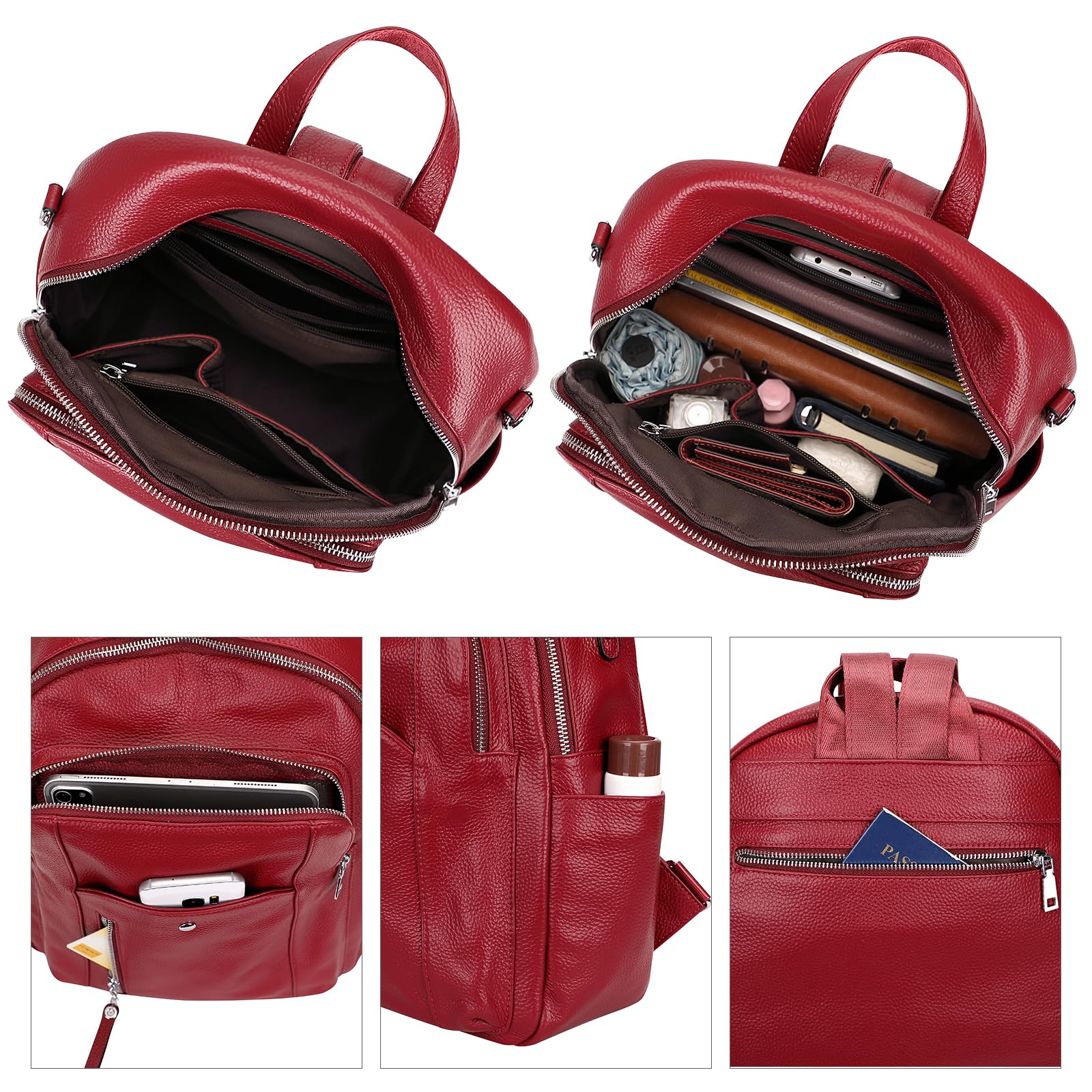 ALTOSY Genuine Leather Backpack for Women - Stylish Shoulder Bag & Casual Daypack - Medium Size Laptop Backpack - Perfect for Work, Travel & College