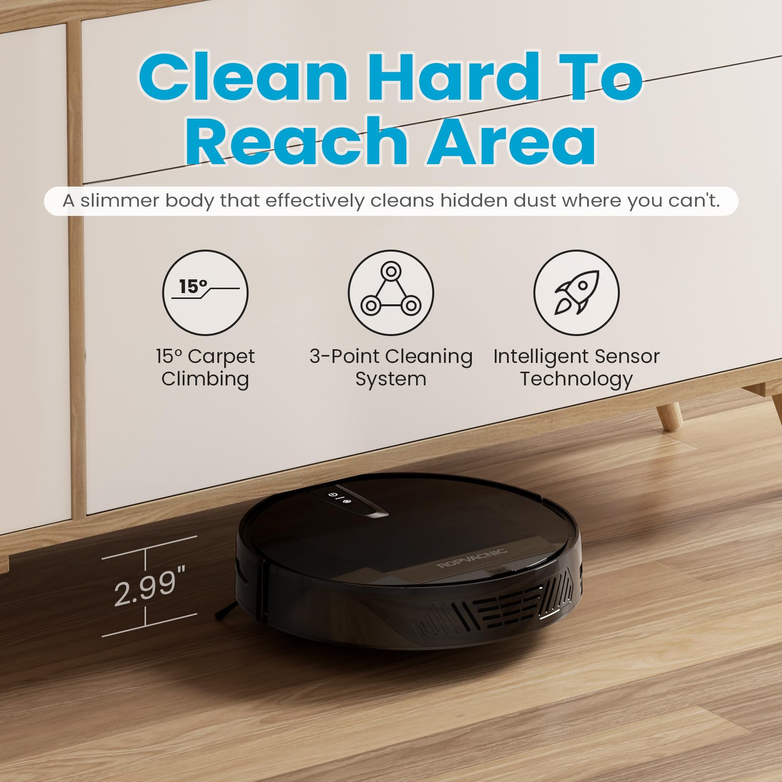 3000Pa Strong Suction Robot Vacuum Cleaner with APP/Voice/Remote Control | Self-Charging | Smart Scheduling | Perfect for Pet Hair, Hardwood Floors & Low Pile Carpets | Ideal for Home, Office & Apartment Cleaning